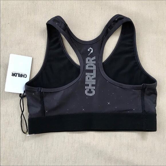 CHRLDR NWT Sports Bra Night Stars Racerback Print Black & White XS - Picture 5 of 5